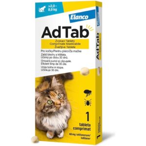 AdTab 48 mg žvýkací tablety pro kočky 2‑8 kg (1 tbl)